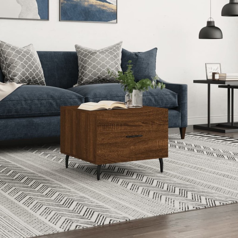 vidaXL Mesa de centro madera contrachapada roble marrón 50x50x40 cm