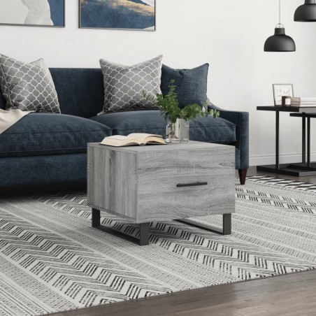 vidaXL Mesa de centro madera contrachapada gris Sonoma 50x50x40 cm