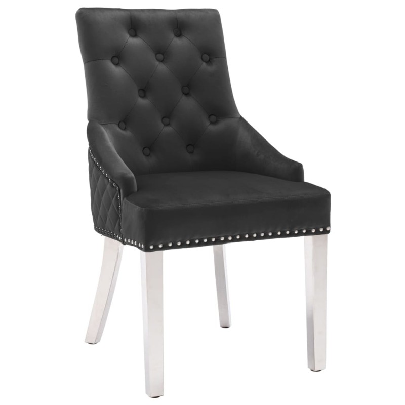 vidaXL Silla de comedor de terciopelo negro vidaXL Silla de comedor de terciopelo negro