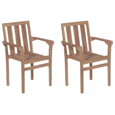 vidaXL Sillas apilables de jardín 2 unidades madera maciza de teca