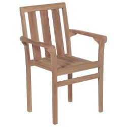 vidaXL Sillas apilables de jardín 2 unidades madera maciza de teca