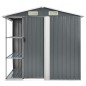 vidaXL Cobertizo de jardín con estantería hierro gris 205x130x183 cm vidaXL Cobertizo de jardín con estantería hierro gris 205x130x183 cm