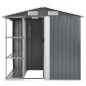 vidaXL Cobertizo de jardín con estantería hierro gris 205x130x183 cm vidaXL Cobertizo de jardín con estantería hierro gris 205x130x183 cm