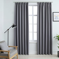 vidaXL Cortinas opacas con ganchos 2 piezas gris 140x225 cm