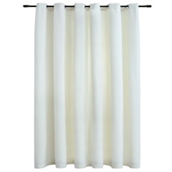 vidaXL Cortina opaca con anillas de metal terciopelo crema 290x245 cm