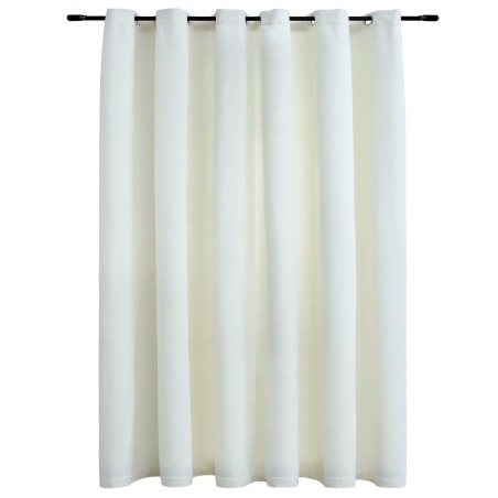 vidaXL Cortina opaca con anillas de metal terciopelo crema 290x245 cm