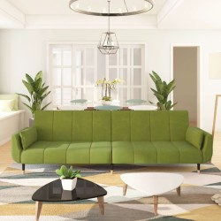 vidaXL Sofá cama de 2 plazas con dos cojines terciopelo verde claro