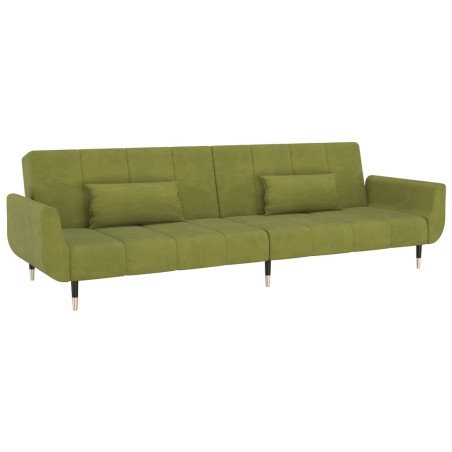 vidaXL Sofá cama de 2 plazas con dos cojines terciopelo verde claro