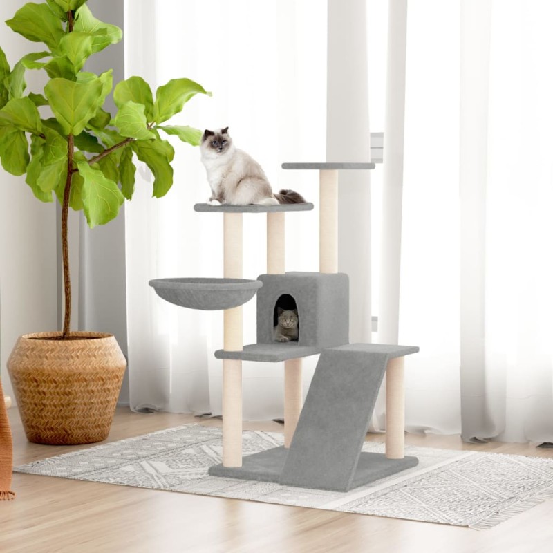 vidaXL Rascador para gatos con postes de sisal gris claro 94 cm vidaXL Rascador para gatos con postes de sisal gris claro 94 cm