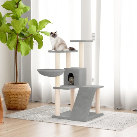 vidaXL Rascador para gatos con postes de sisal gris claro 94 cm