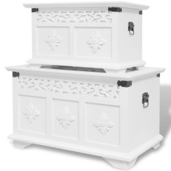 vidaXL Set de baúles de almacenamiento 2 unidades blanco