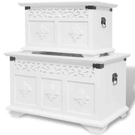 vidaXL Set de baúles de almacenamiento 2 unidades blanco