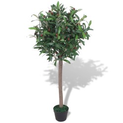 vidaXL Árbol de laurel artificial con macetero verde 120 cm 