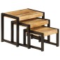 vidaXL Mesas apilables 3 unidades madera maciza de mango vidaXL Mesas apilables 3 unidades madera maciza de mango