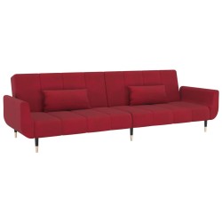 vidaXL Sofá cama de 2 plazas con dos almohadas terciopelo color vino