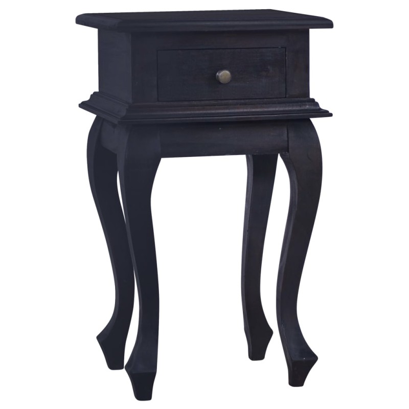 vidaXL Mesita de noche de madera maciza de caoba negro café claro vidaXL Mesita de noche de madera maciza de caoba negro café claro