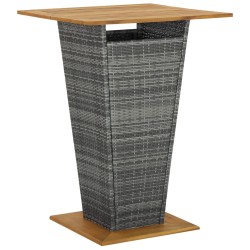vidaXL Mesa alta ratán sintético y madera de acacia gris 80x80x110 cm