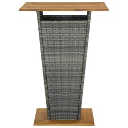 vidaXL Mesa alta ratán sintético y madera de acacia gris 80x80x110 cm