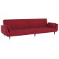 vidaXL Sofá cama de 2 plazas con dos almohadas terciopelo color vino vidaXL Sofá cama de 2 plazas con dos almohadas terciopelo color vino