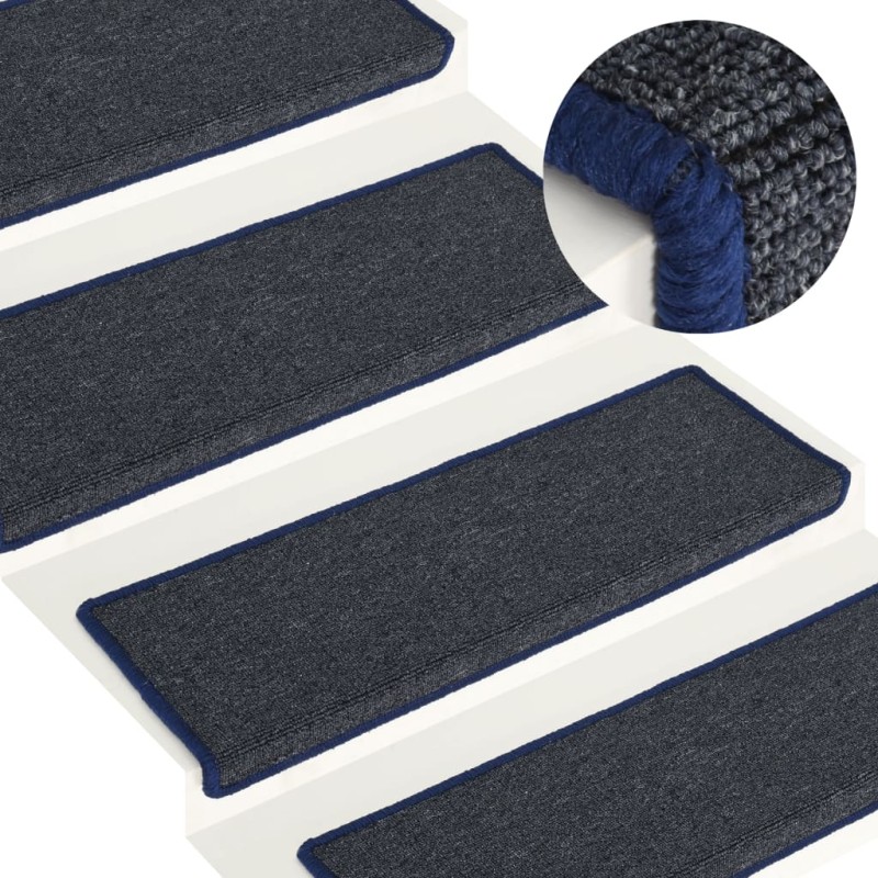 vidaXL Alfombras de peldaños de escalera 15 uds gris y azul 65x21x4 cm vidaXL Alfombras de peldaños de escalera 15 uds gris y azul 65x21x4 cm