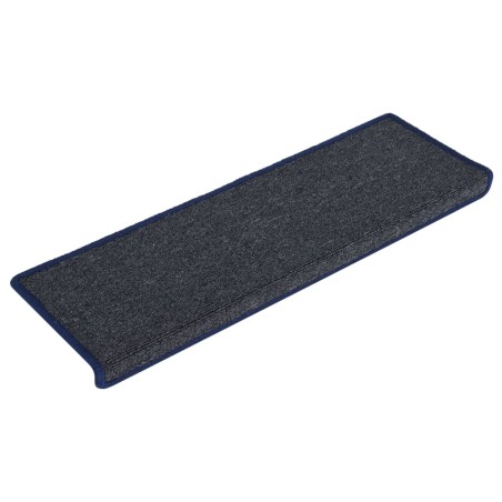 vidaXL Alfombras de peldaños de escalera 15 uds gris y azul 65x21x4 cm