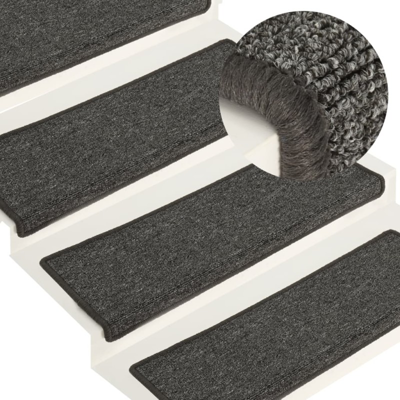 vidaXL Alfombras de peldaños de escalera 15 uds gris y negro 65x21x4cm vidaXL Alfombras de peldaños de escalera 15 uds gris y negro 65x21x4cm
