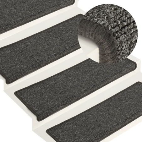 vidaXL Alfombras de peldaños de escalera 15 uds gris y negro 65x21x4cm