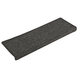 vidaXL Alfombras de peldaños de escalera 15 uds gris y negro 65x21x4cm