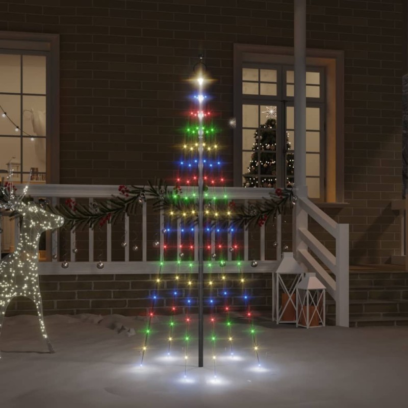 vidaXL Árbol de Navidad en asta de bandera 108 LED de colores 180 cm vidaXL Árbol de Navidad en asta de bandera 108 LED de colores 180 cm
