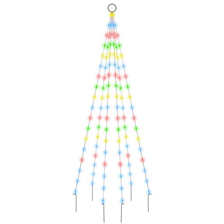 vidaXL Árbol de Navidad en asta de bandera 108 LED de colores 180 cm