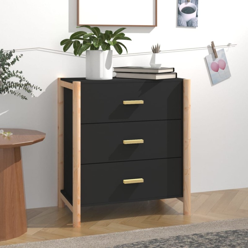 vidaXL Aparador de madera contrachapada negro 62x38x70 cm vidaXL Aparador de madera contrachapada negro 62x38x70 cm