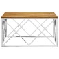 vidaXL Mesa de centro acero inoxidable y madera maciza acacia plateado vidaXL Mesa de centro acero inoxidable y madera maciza acacia plateado
