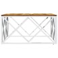 vidaXL Mesa de centro acero inoxidable y madera maciza acacia plateado vidaXL Mesa de centro acero inoxidable y madera maciza acacia plateado