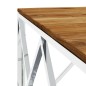 vidaXL Mesa de centro acero inoxidable y madera maciza acacia plateado vidaXL Mesa de centro acero inoxidable y madera maciza acacia plateado