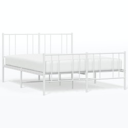 vidaXL Estructura cama metal con cabecero y estribo blanco 135x190 cm