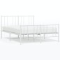 vidaXL Estructura cama metal con cabecero y estribo blanco 135x190 cm vidaXL Estructura cama metal con cabecero y estribo blanco 135x190 cm