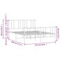 vidaXL Estructura cama metal con cabecero y estribo blanco 135x190 cm vidaXL Estructura cama metal con cabecero y estribo blanco 135x190 cm