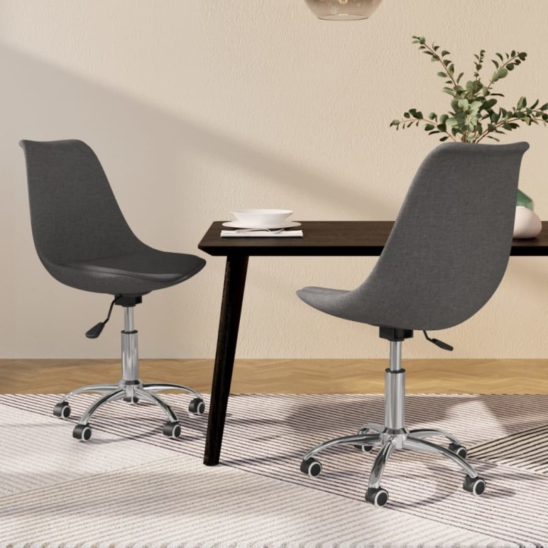 vidaXL Sillas de comedor giratorias 2 unidades tela gris oscuro vidaXL Sillas de comedor giratorias 2 unidades tela gris oscuro