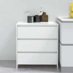 vidaXL Aparador de madera contrachapada blanco brillante 70x41x75 cm
