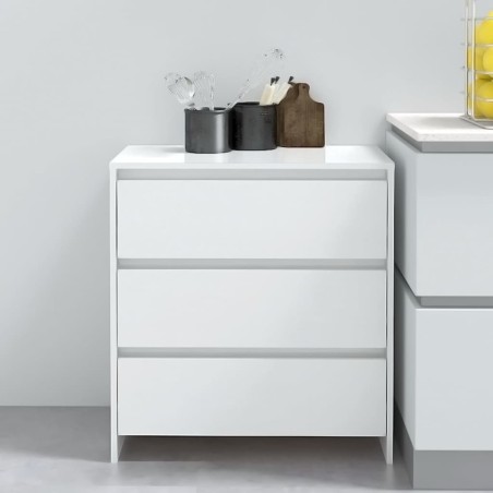 vidaXL Aparador de madera contrachapada blanco brillante 70x41x75 cm