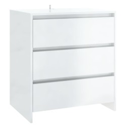 vidaXL Aparador de madera contrachapada blanco brillante 70x41x75 cm
