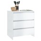 vidaXL Aparador de madera contrachapada blanco brillante 70x41x75 cm