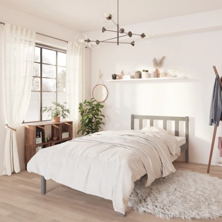 vidaXL Estructura de cama de madera maciza de pino gris 100x200 cm