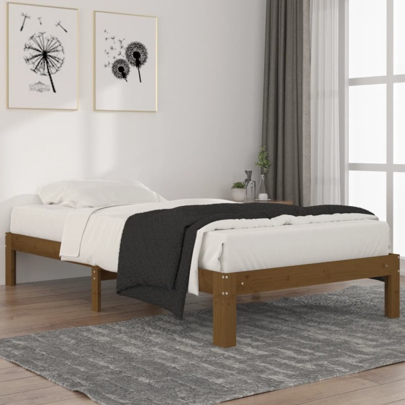 vidaXL Estructura de cama madera maciza pino marrón miel 100x200 cm vidaXL Estructura de cama madera maciza pino marrón miel 100x200 cm