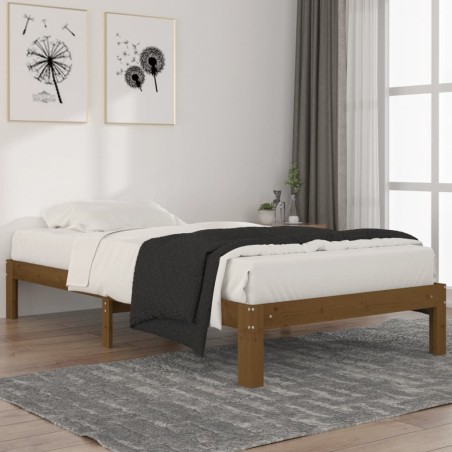 vidaXL Estructura de cama madera maciza pino marrón miel 100x200 cm