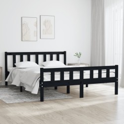 vidaXL Estructura de cama de madera maciza negro 140x190 cm