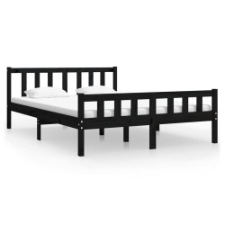 vidaXL Estructura de cama de madera maciza negro 140x190 cm