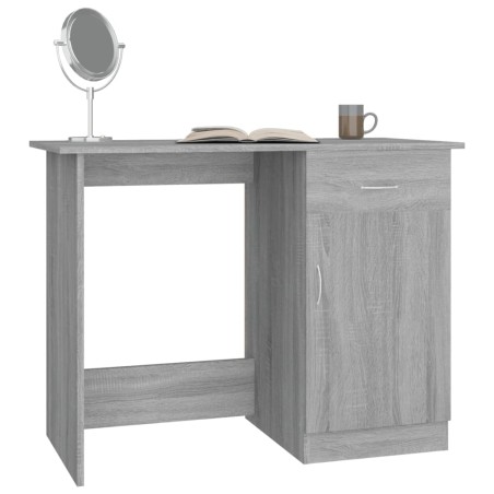 vidaXL Escritorio de madera contrachapada gris Sonoma 100x50x76 cm