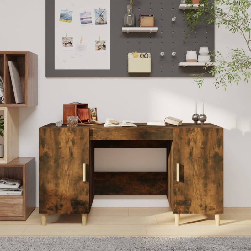 vidaXL Escritorio madera contrachapada roble ahumado 140x50x75 cm vidaXL Escritorio madera contrachapada roble ahumado 140x50x75 cm