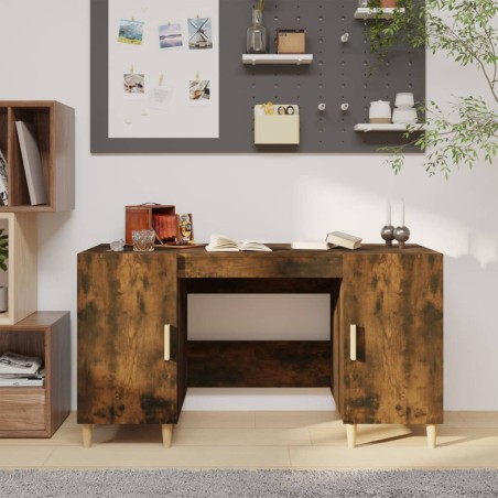 vidaXL Escritorio madera contrachapada roble ahumado 140x50x75 cm